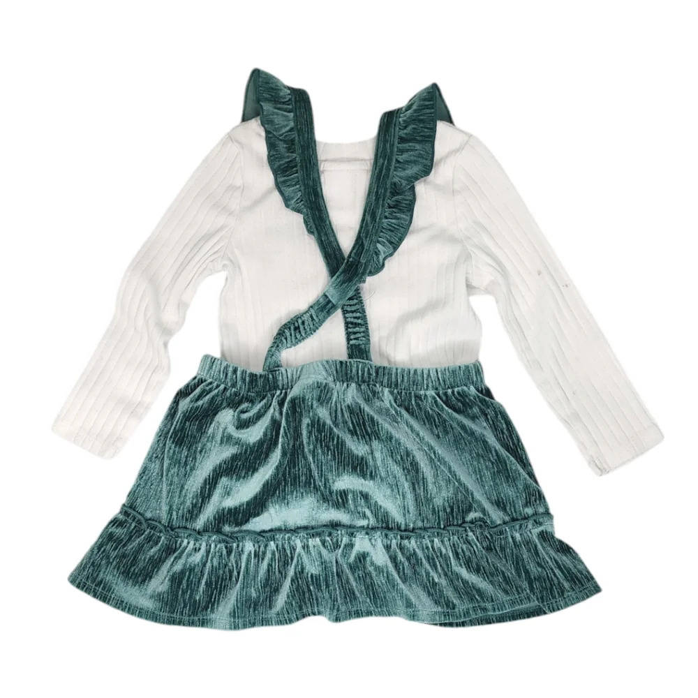 Cat and Jack Green Velour Jumper Skirtall Dress Size 2T - Picture 2 of 7
